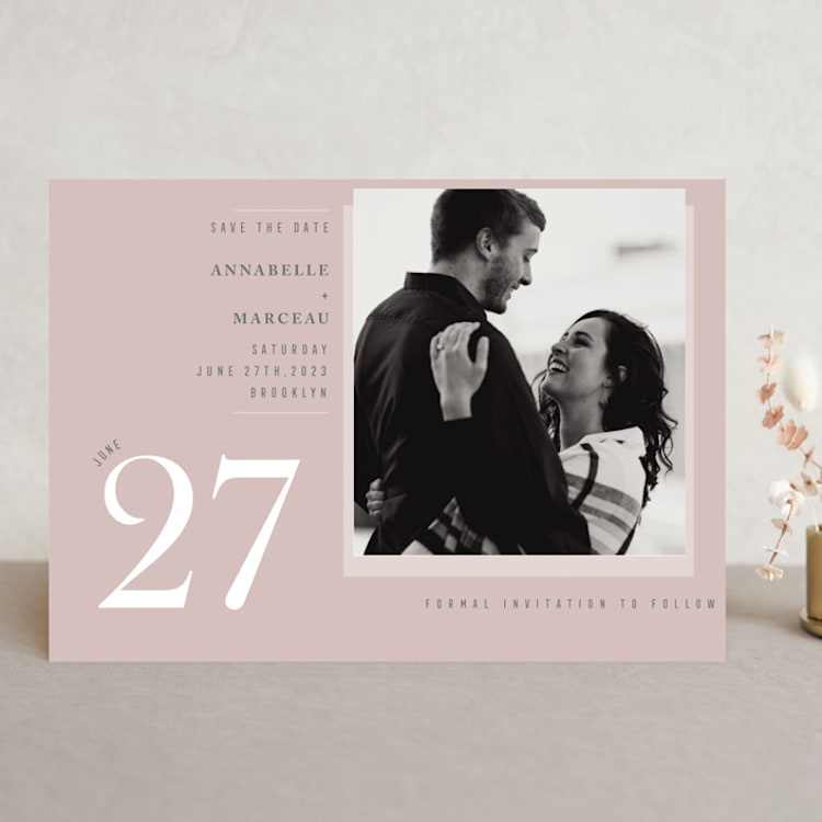 "A love date" - Save the Dates in Blush by Sejal Banker - Front
