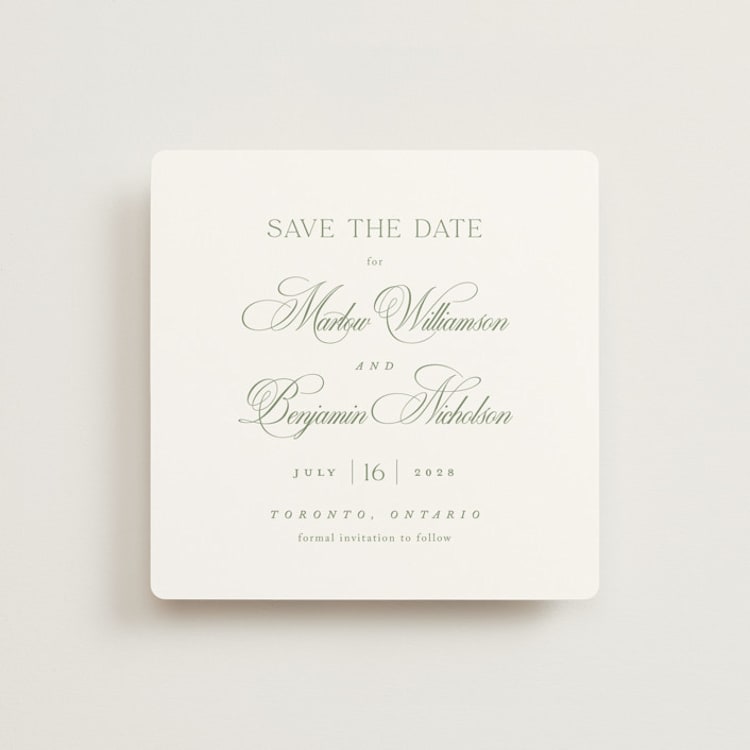 "Chic Script" - Save the Dates in Garden by Kelly Schmidt - Front