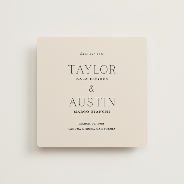"In Love" - Save the Dates in Linen by Vanessa Doyle - Front