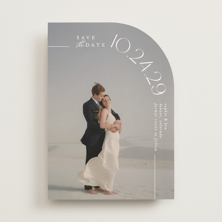 "Curved Date" - Save the Dates in Pearl by Brooke Chandler - Front