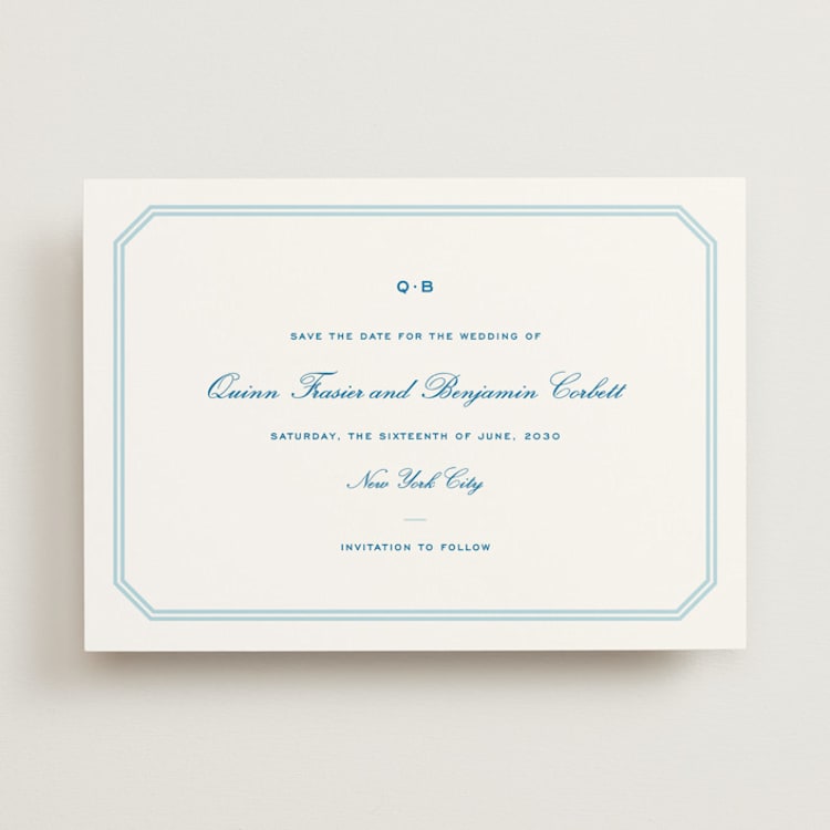 "Brasserie" - Save the Dates in Marine Blue by Megan Davis - Front