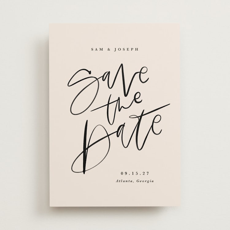 "Brushpen" - Save the Dates in Cream by Kristen Smith - Front