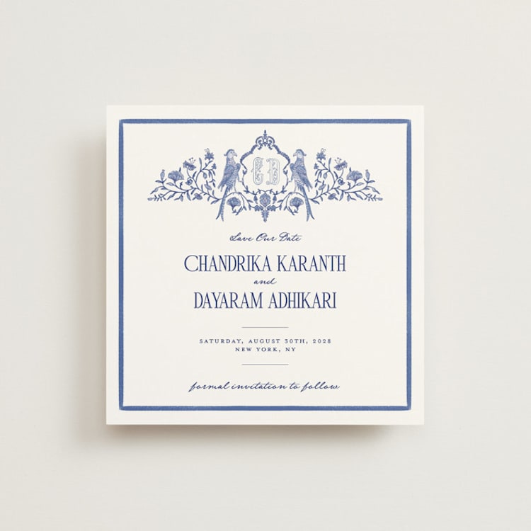 "Tapestry" - Save the Dates in Cobalt by Jenna Holcomb - Front