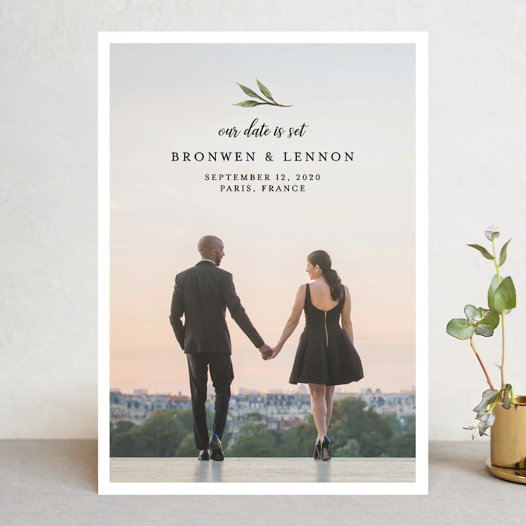 "Botanical Beauty" - Save the Dates in Sage by Paula Pecevich - Front