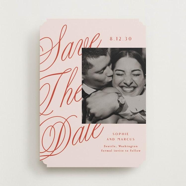 "Script Overlay" - Save the Dates in Cherry by Alethea and Ruth - Front
