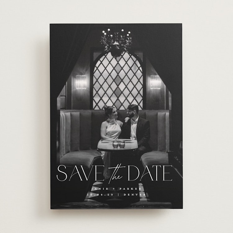 "Simple Elegance" - Save the Dates in Pearl by Jessica Corliss - Front