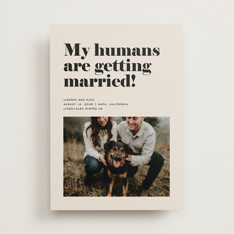 "Must Love Dogs" - Save the Dates in Ecru by Annie Clark - Front