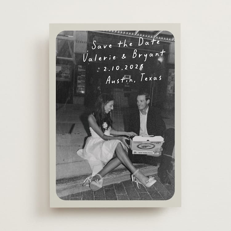 "Film" - Save the Dates in Toasted Marshmallow by Anna Elder - Front