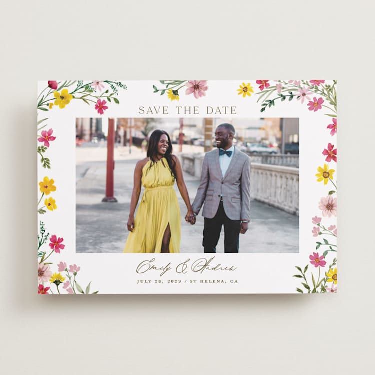 "Wildflower wreath" - Save the Dates in Peony by Yaling Hou Suzuki - Front
