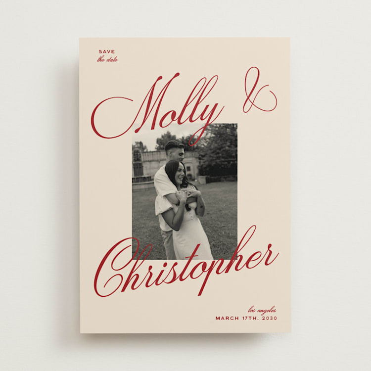 "vintage cinema" - Save the Dates in Burgundy by Ellen Schlegelmilch - Front