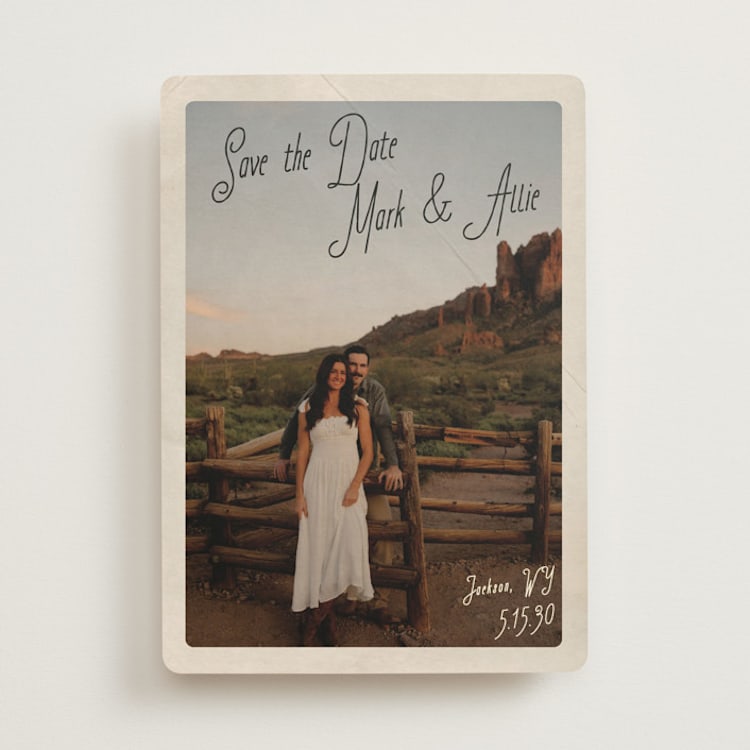 "Vintage Mail" - Save the Dates in Midnight by Jenna Holcomb - Front