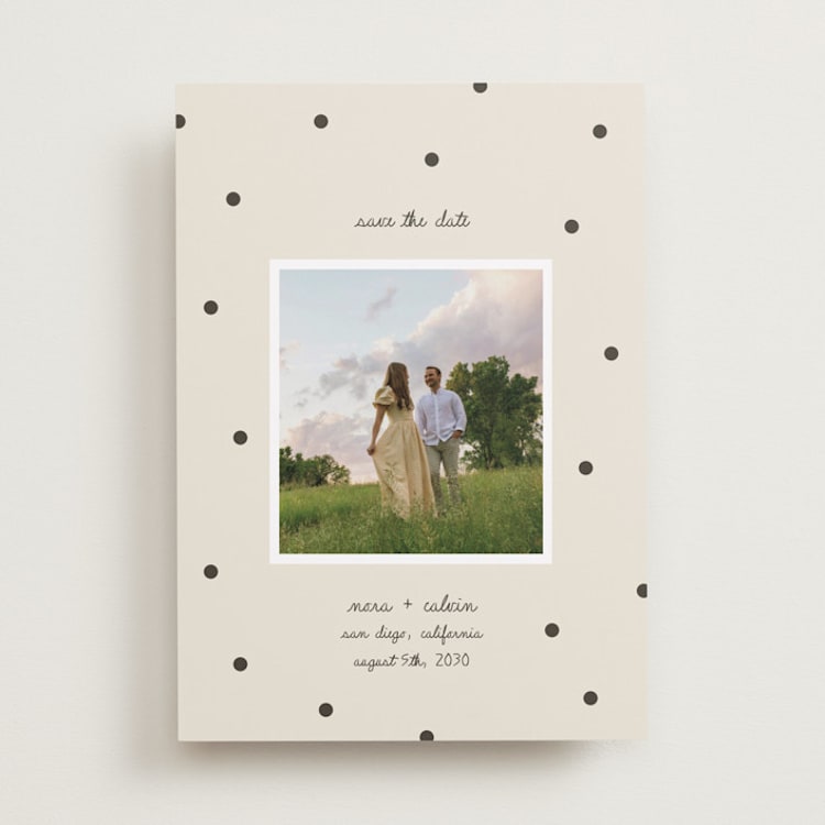 "Polka Dots" - Save the Dates in Cream by taylorVdesign - Front