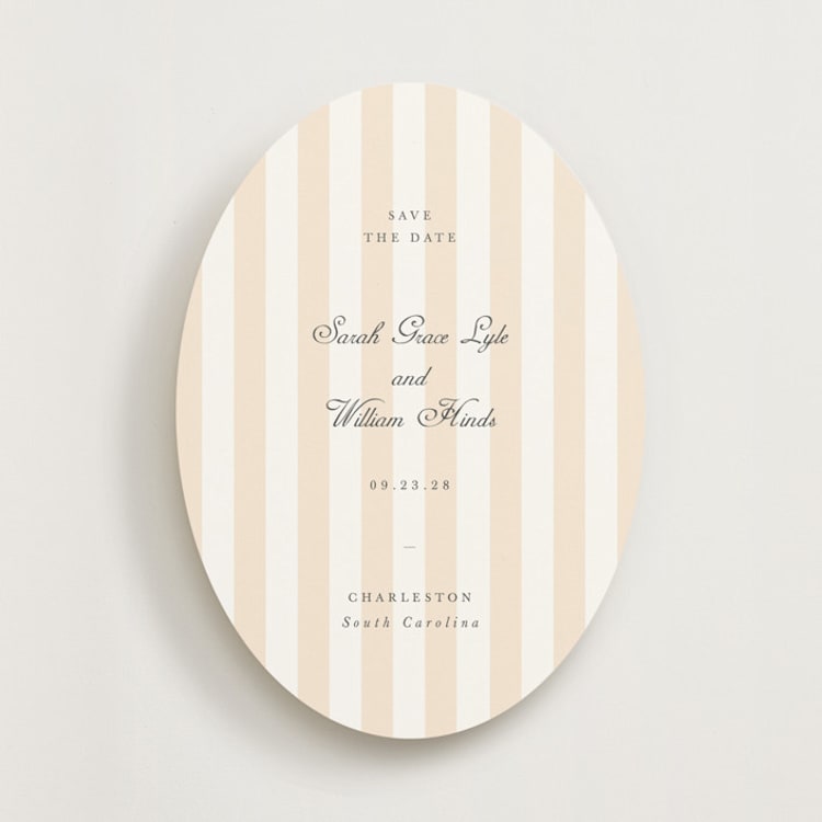 "awning stripe" - Save the Dates in Peach by Sara Hicks Malone - Front