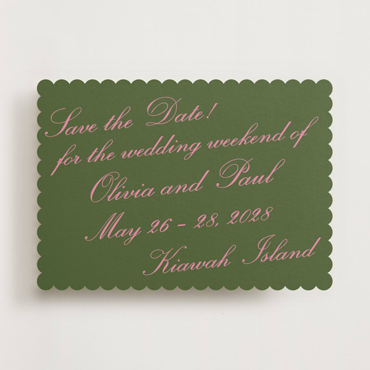 "Kiawah" - Save the Dates in Moss by Megan Davis - Front