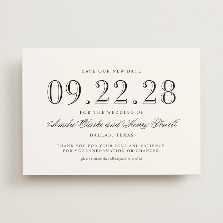 "Hepburn" - Save the Dates in Tuxedo by Megan Davis - Front