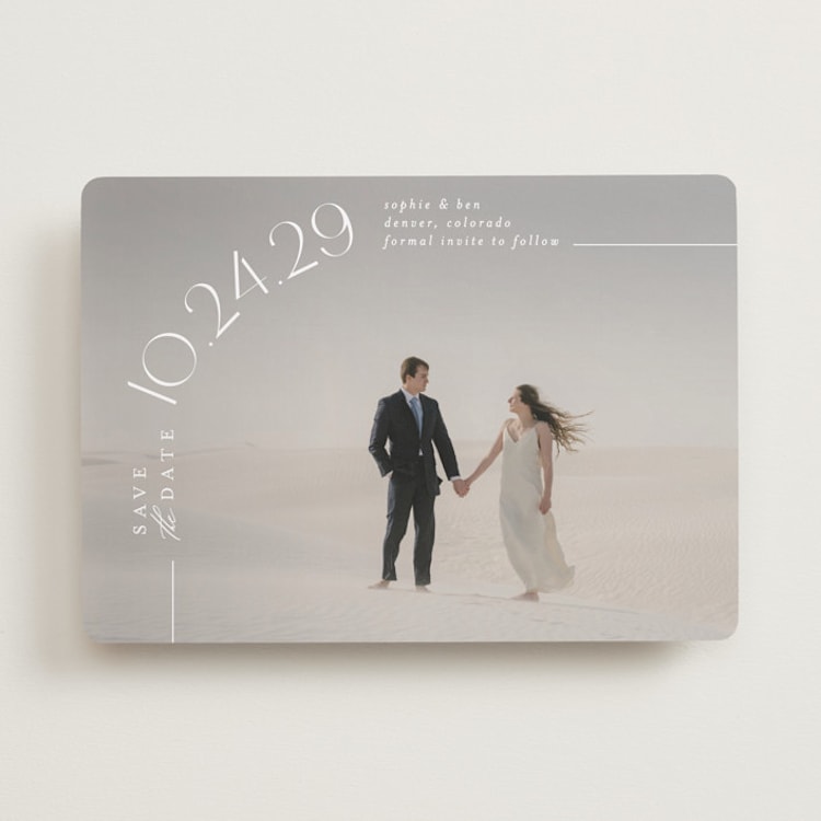 "Curved Date" - Save the Dates in Pearl by Brooke Chandler - Front