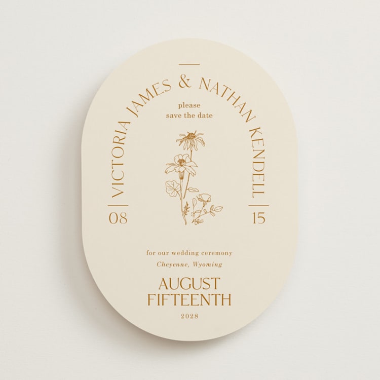 "Floral Type Arch" - Save the Dates in Cream by Baumbirdy - Front