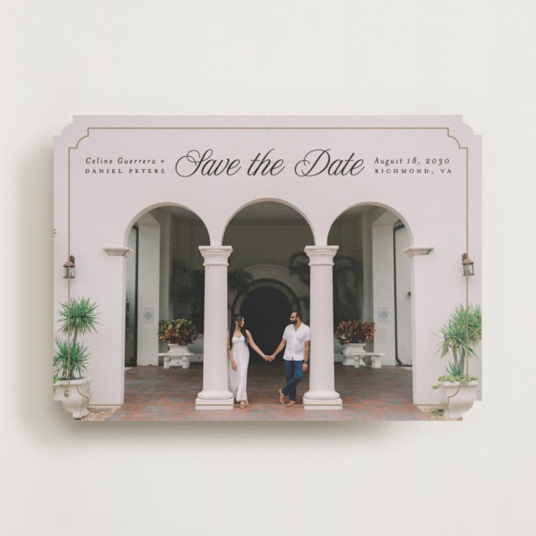 "Notched Up" - Save the Dates in Golden by Pink House Press - Front