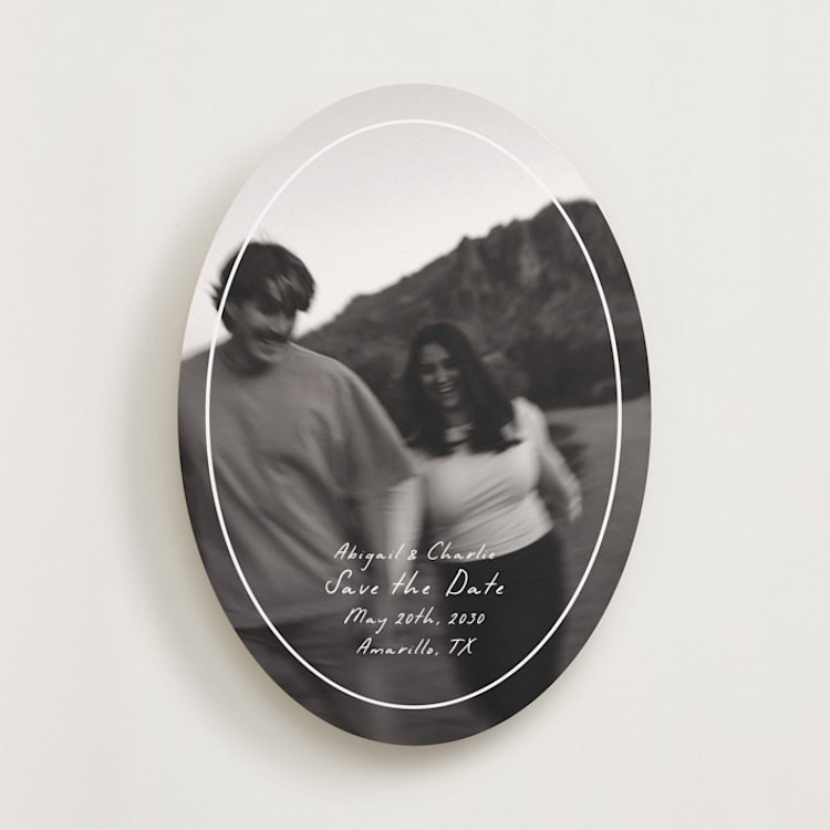 "Oval Frame" - Save the Dates in Parchment by Nicole Walsh - Front