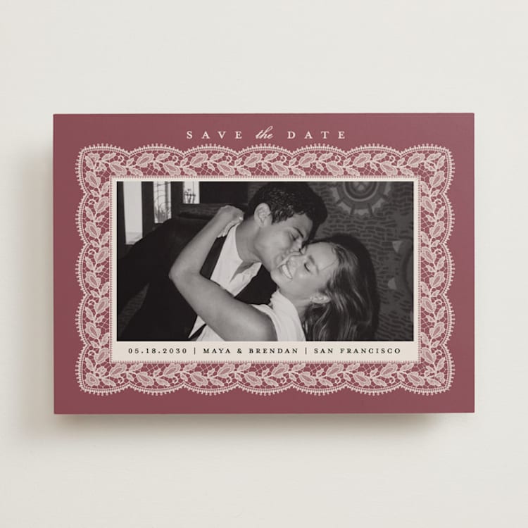 "Chantilly" - Save the Dates in Mauve by Erica Krystek - Front