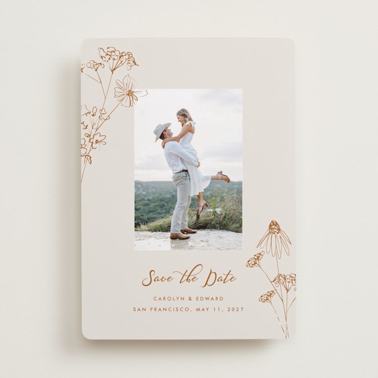 "Sketched Florals" - Save the Dates in Butternut Squash by Baumbirdy - Front