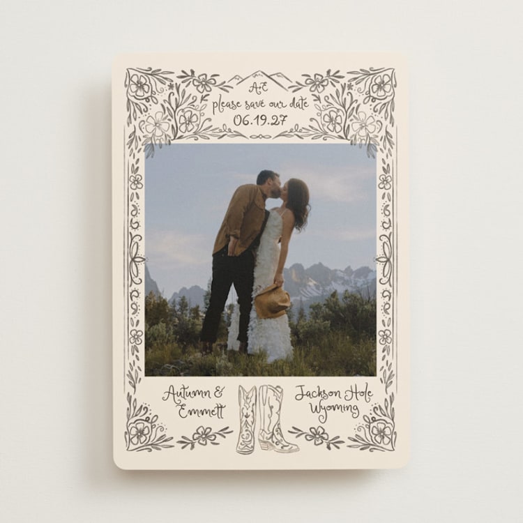 "Jackson Hole" - Save the Dates in Leather by Jenna Holcomb - Front