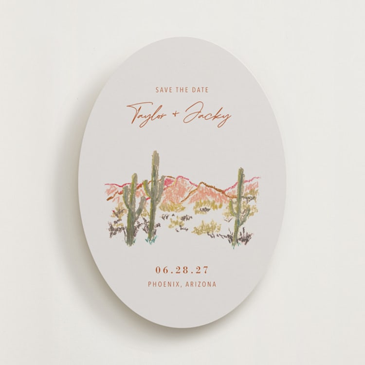 "desert crayon drawing" - Save the Dates in Burnt Sienna by Cass Loh - Front