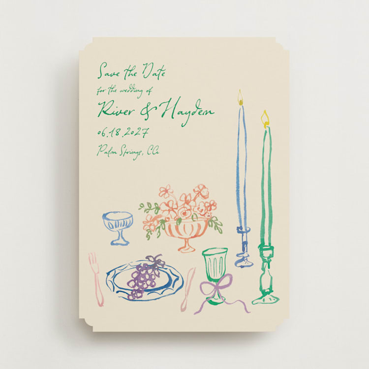 "tablescape drawing" - Save the Dates in Garden by Cass Loh - Front