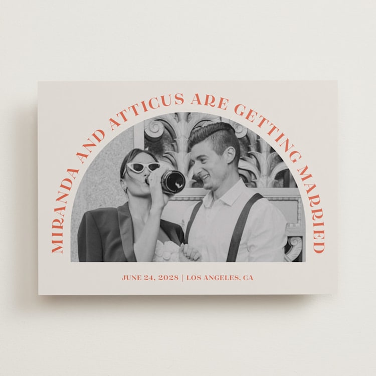 "Surrounding" - Save the Dates in Persimmon by Sarah Cohn - Front