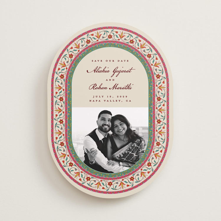 "Mughal Gardens" - Save the Dates in Ivory by Sherley Ferreira - Front