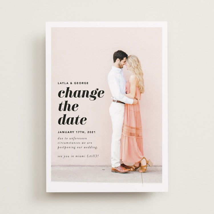 "Meet Us In Miami" - Save the Dates in Blush by Laura Hamm - Front