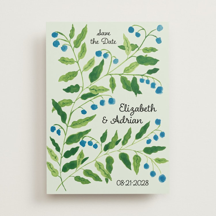 "Lily of the Valley" - Save the Dates in Mint by Studio Suku - Front