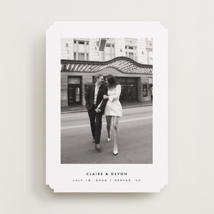 "Framed Minimalist" - Save the Dates in Silk by Kelly Schmidt - Front