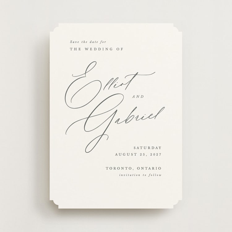 "Scripted Names" - Save the Dates in Pearl by Hooray Creative - Front
