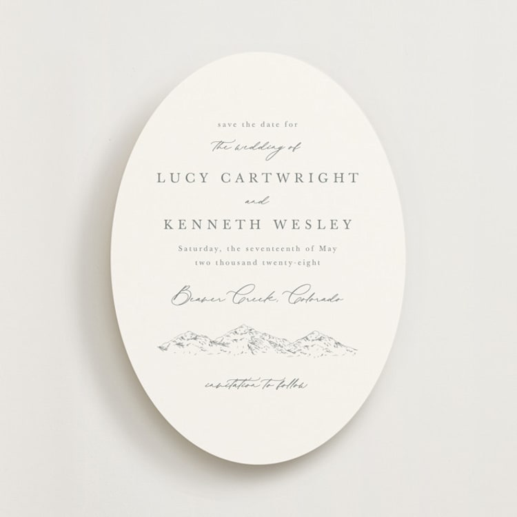 "Mountainview" - Save the Dates in Pewter by Sarah Brown - Front