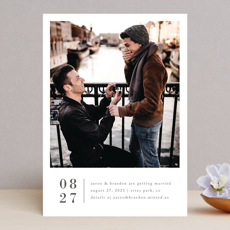 "Stacked Banner" - Save the Dates in Cotton by Amy Kross - Front
