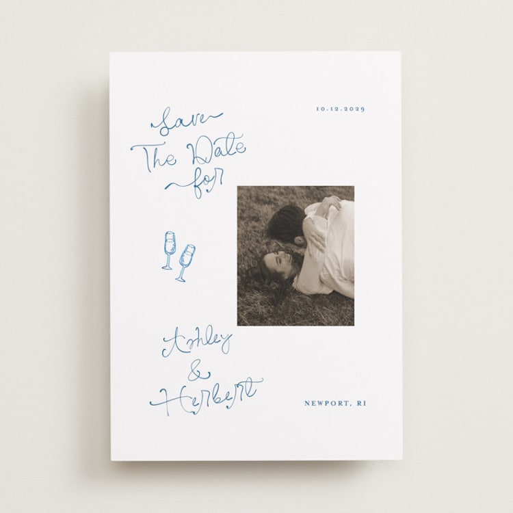 "Positano" - Save the Dates in Cerulean by Tamara Hilje - Front