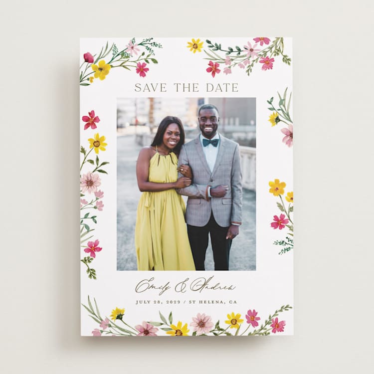 "Wildflower wreath" - Save the Dates in Peony by Yaling Hou Suzuki - Front