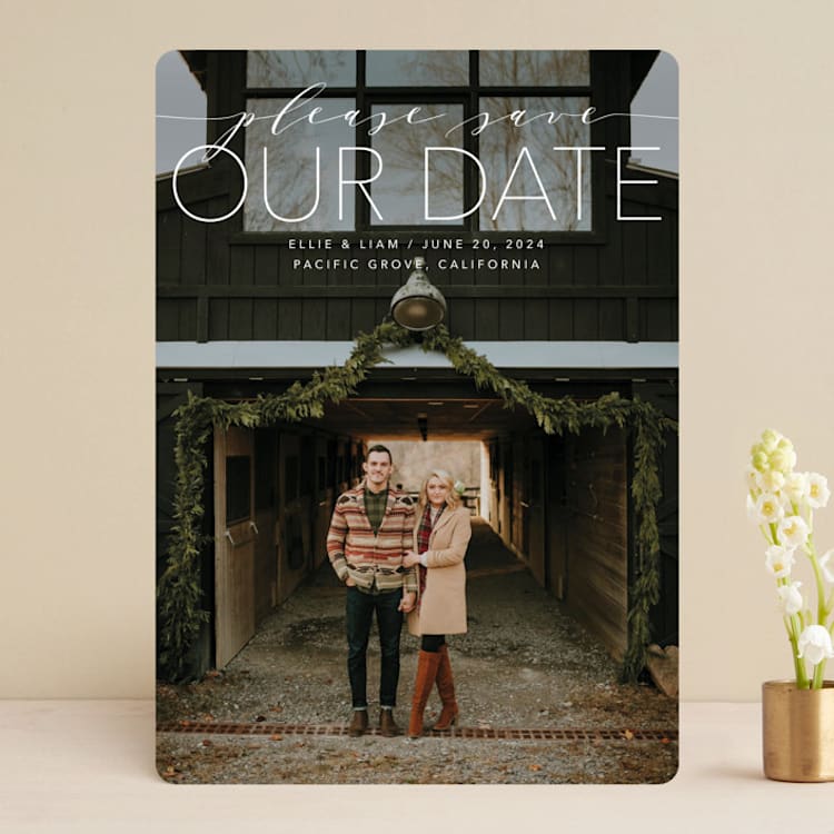 "Mixed Type" - Save the Dates in Linen by Erin Deegan - Front