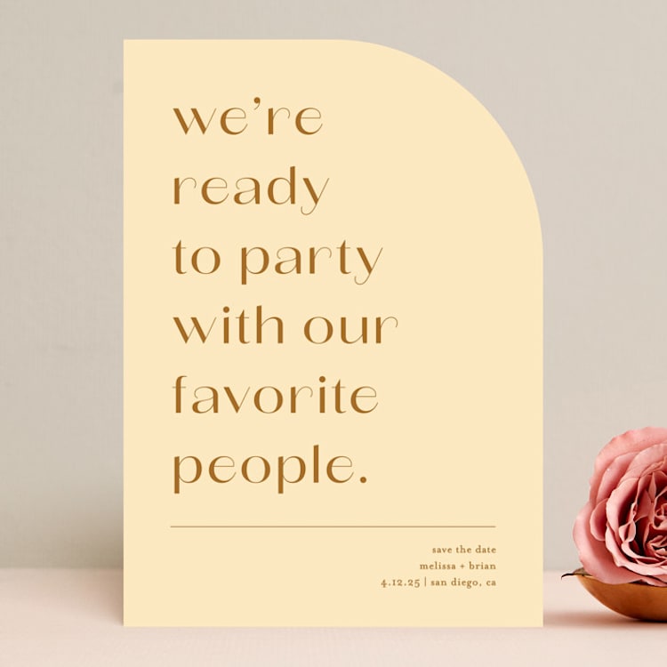 "Ready to Party" - Save the Dates in Buttercup by Olivia Goree - Front