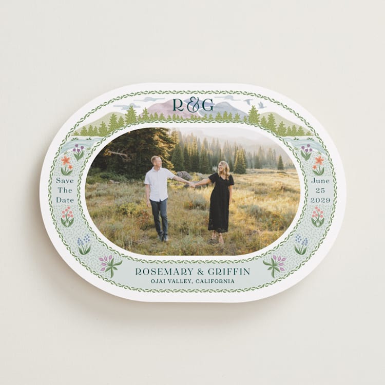 "River Valley" - Save the Dates in Pine by Paper Sun Studio - Front