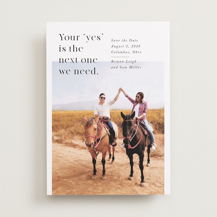 "Epic Yes" - Save the Dates in Onyx by Keen Peachy - Front