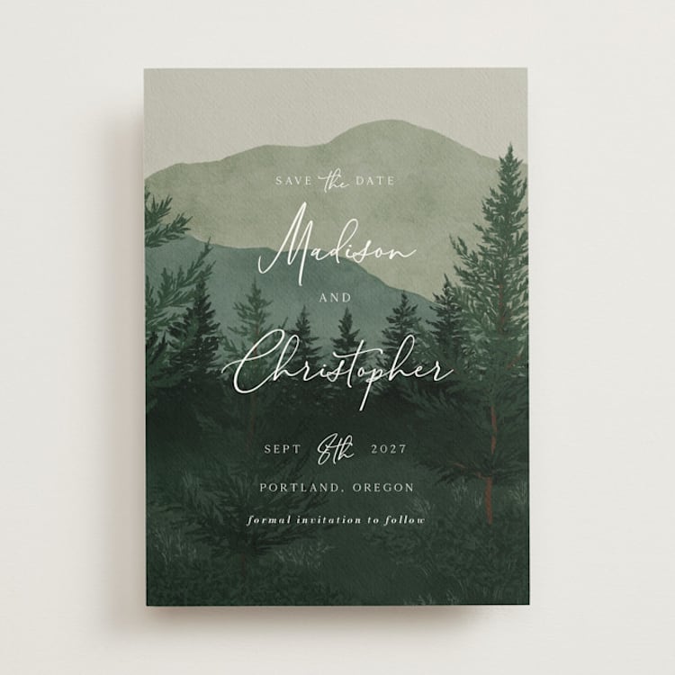 "The Forest" - Save the Dates in Jade by Elly - Front