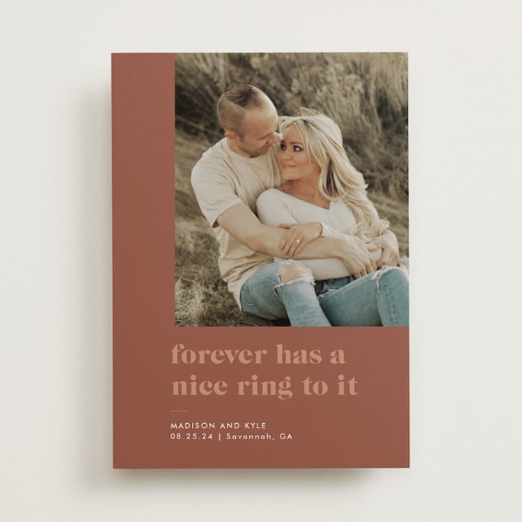 "Nice Ring" - Save the Dates in Cinnamon by Sarah Brown - Front