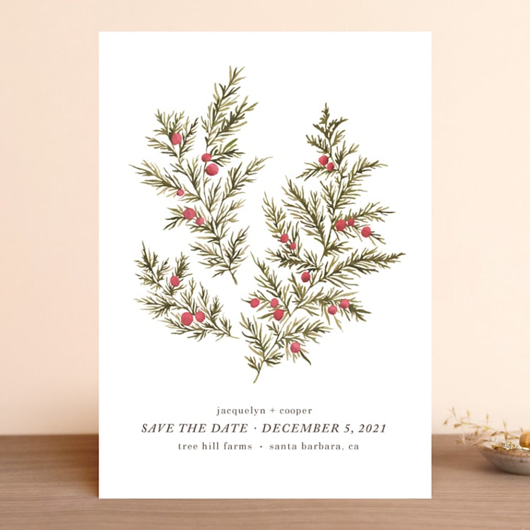 "Botanical No. 4" - Save the Dates in Holly by Wildfield Paper Co - Front
