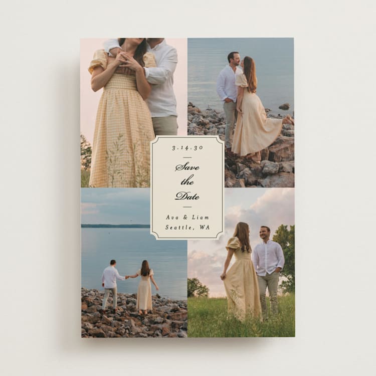 "Vintage Wishes" - Save the Dates in Cream by Ashley Iwafuchi - Front