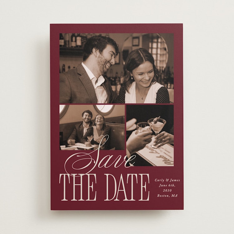 "Elegant Three" - Save the Dates in Plum by Brianne Larsen - Front