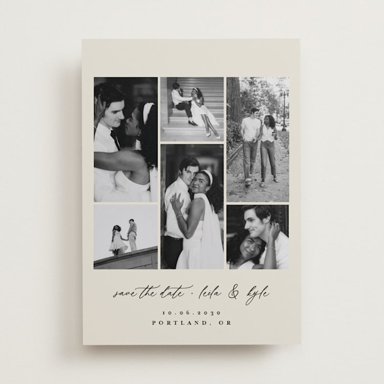 "Merry Modern" - Save the Dates in Cream by Angela Thompson - Front