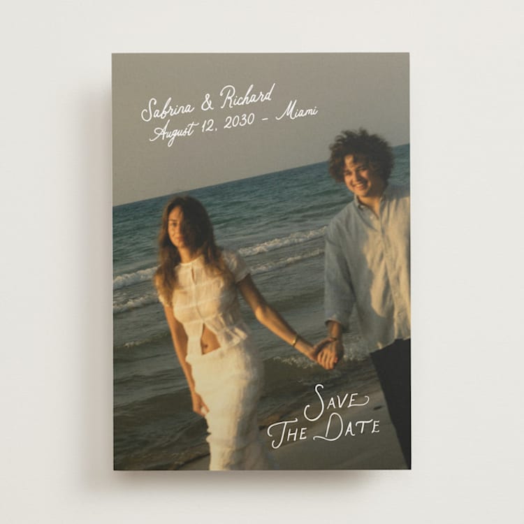 "Slanted" - Save the Dates in Moonstone by Creo Study - Front