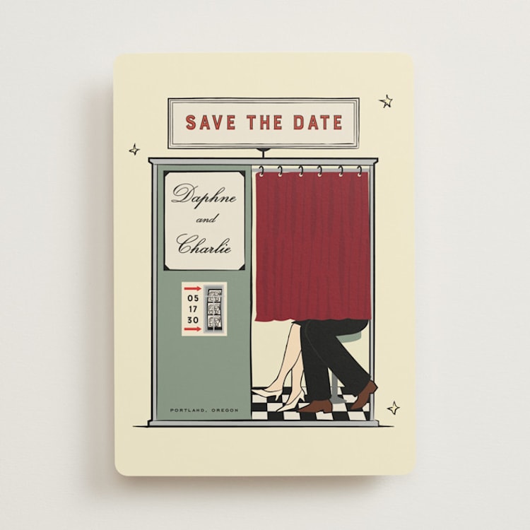 "Photobooth" - Save the Dates in Vintage by Jennifer Lew - Front